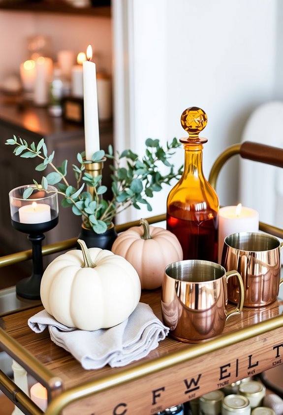 purposeful layered thanksgiving drinks cart
