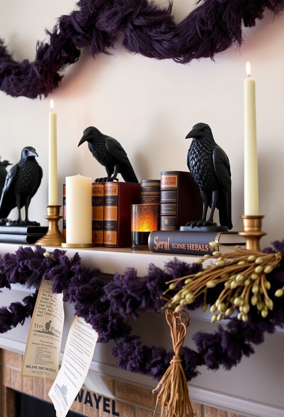ravens spellbooks gothic mantel