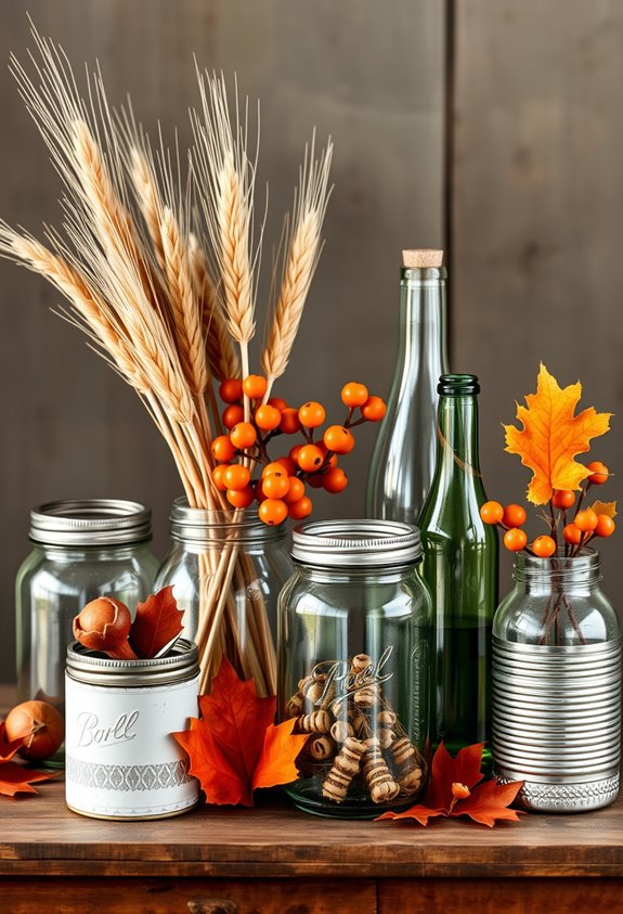 repurposed jars for autumn