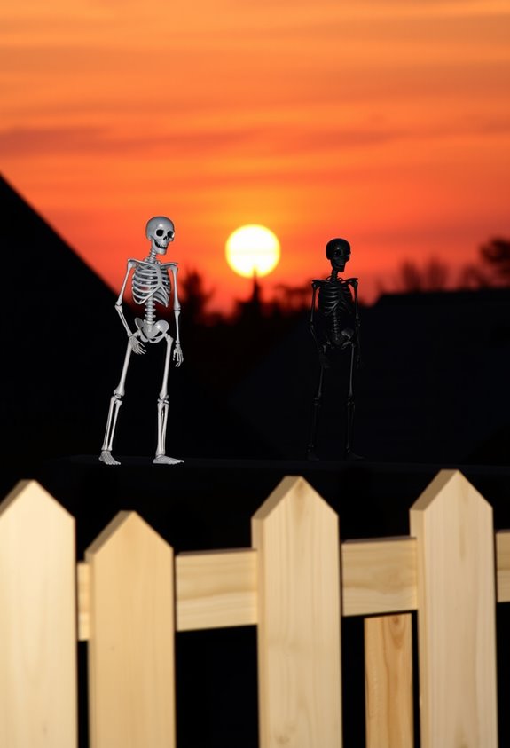 rooftop silhouetted skeletons secured