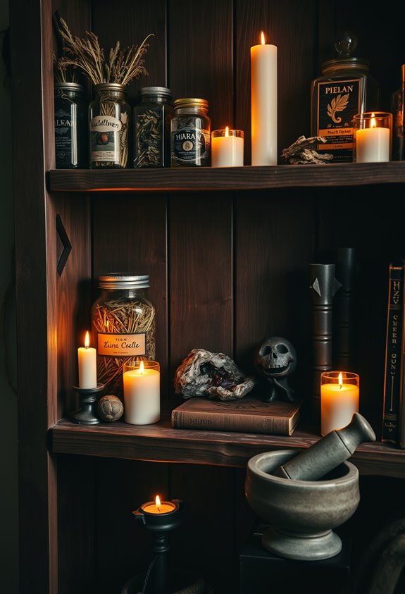 rustic apothecary vintage witch shelf