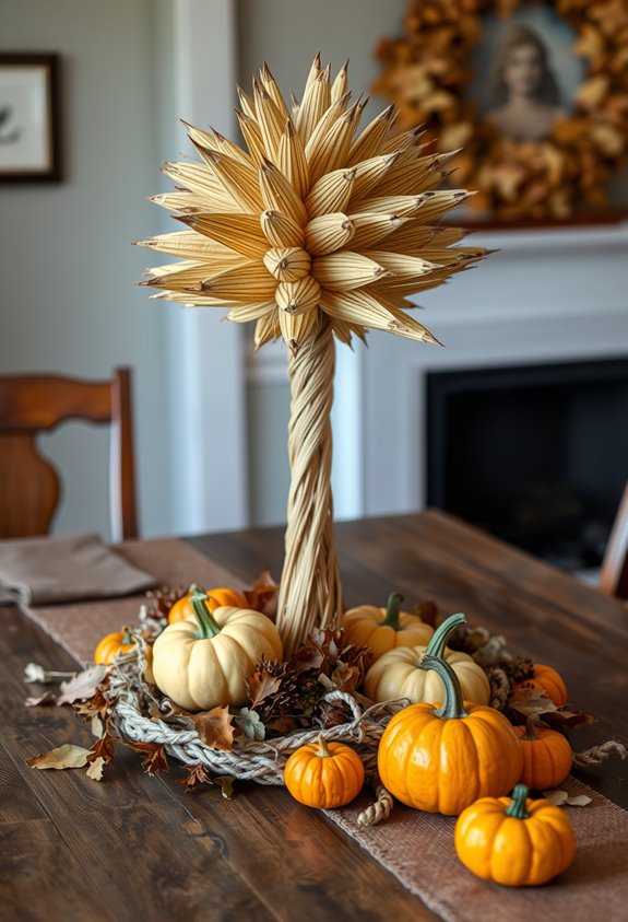 rustic layered corn husk topiary