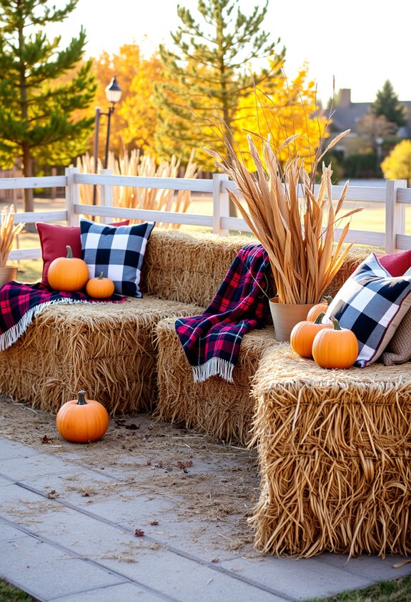 rustic stacked hay seating