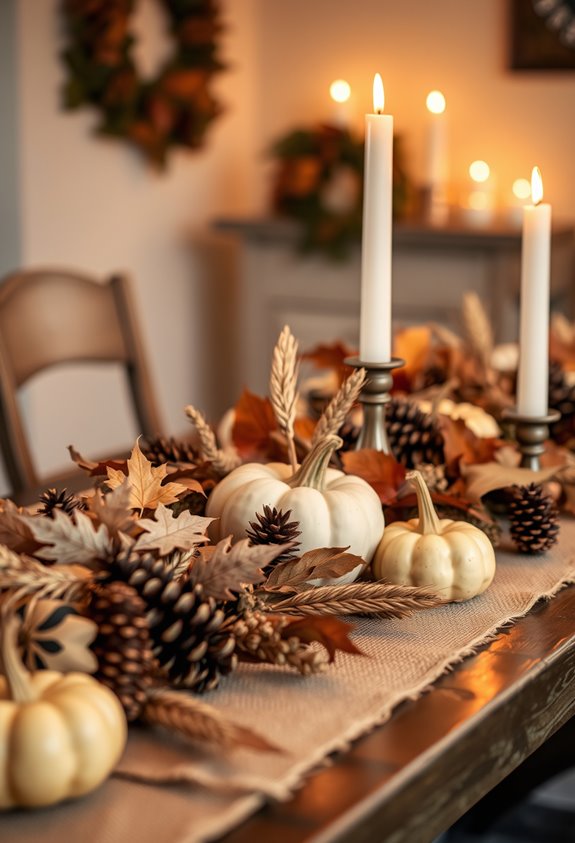 seasonal natural centerpiece with texture