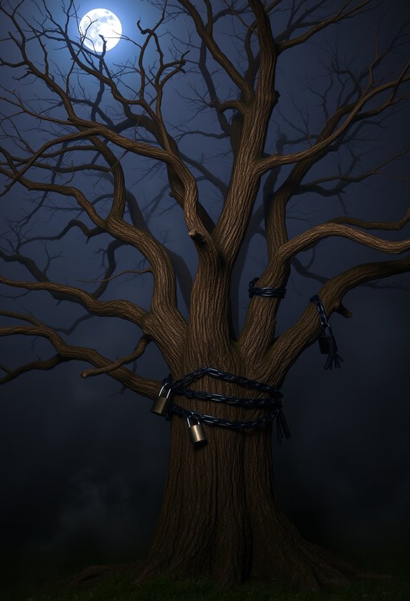 secure halloween yard tree