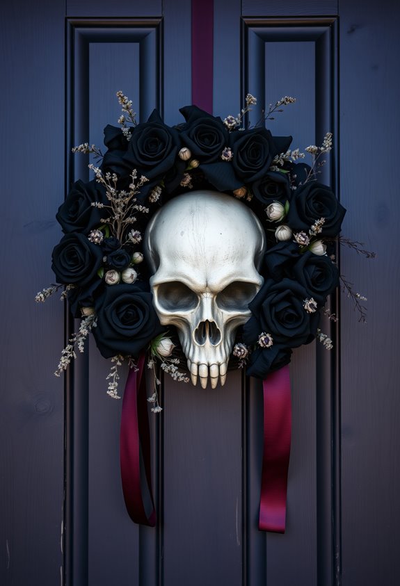 skull studded gothic burlap wreath