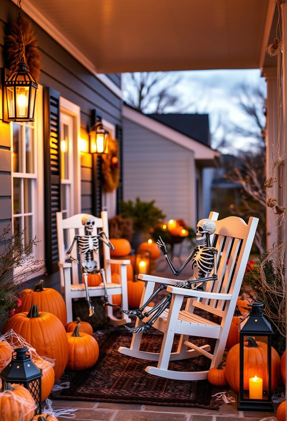 small indoor porch skeletons