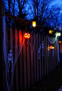 spine chilling neighborhood halloween fence