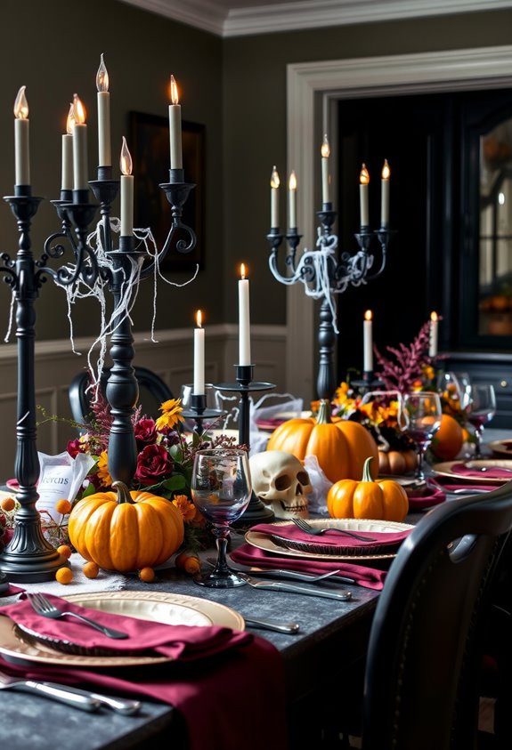 spooky elegant haunted dinner tablescape