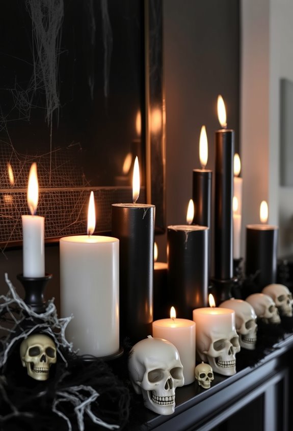 stack candles at varied heights