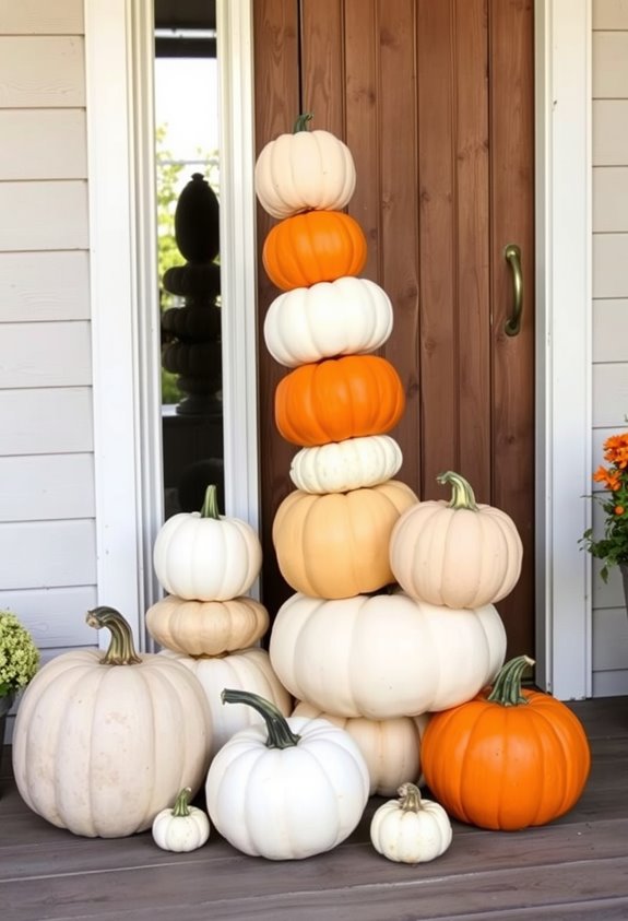 stack three flat pumpkins
