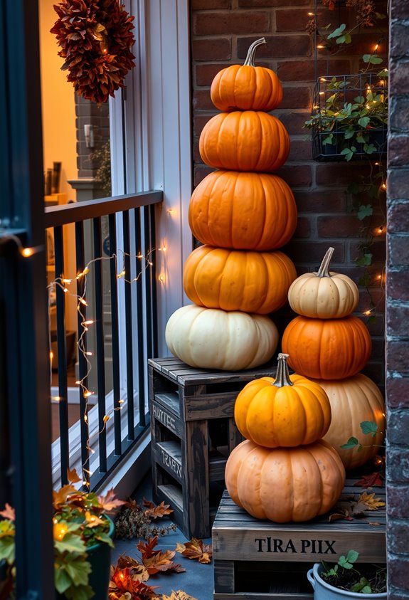 stacked lightweight pumpkins with dowel