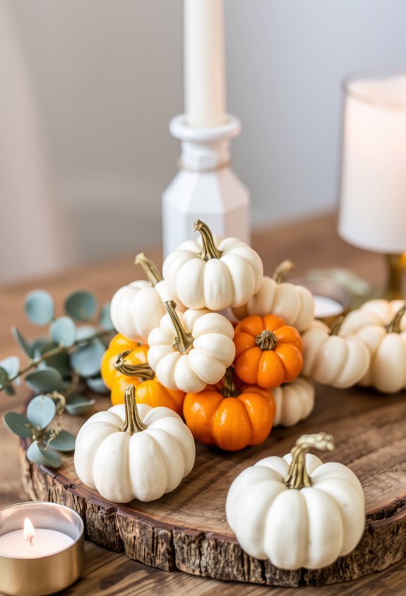 stacked textured mixed pumpkins