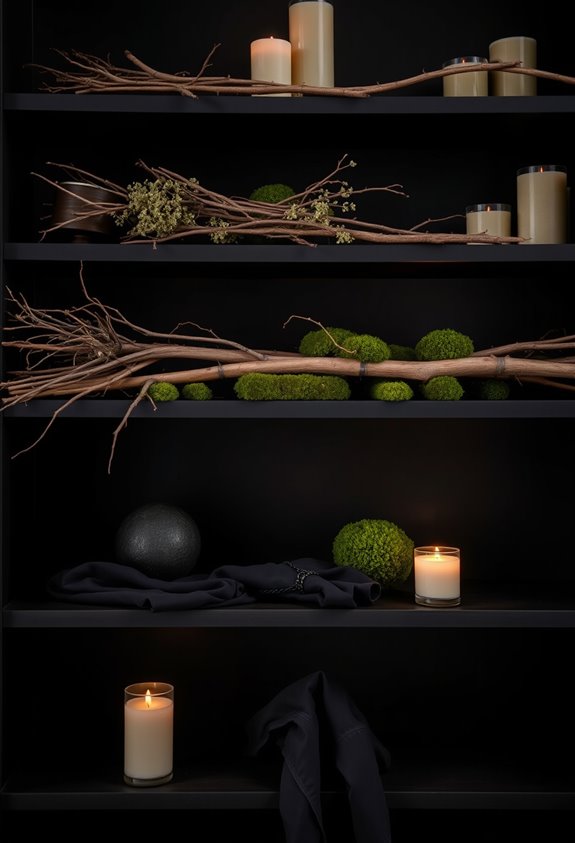 sticks moss velvet vignette