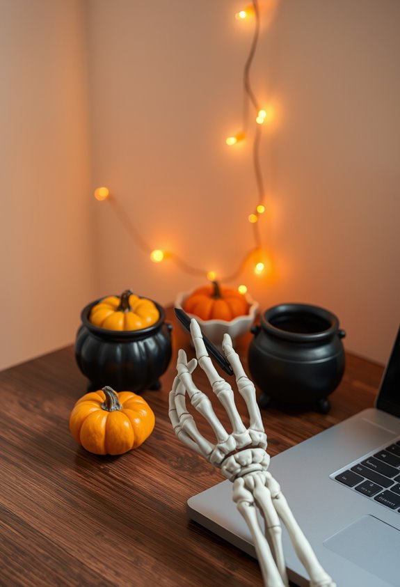 subtle spooky small desk decor