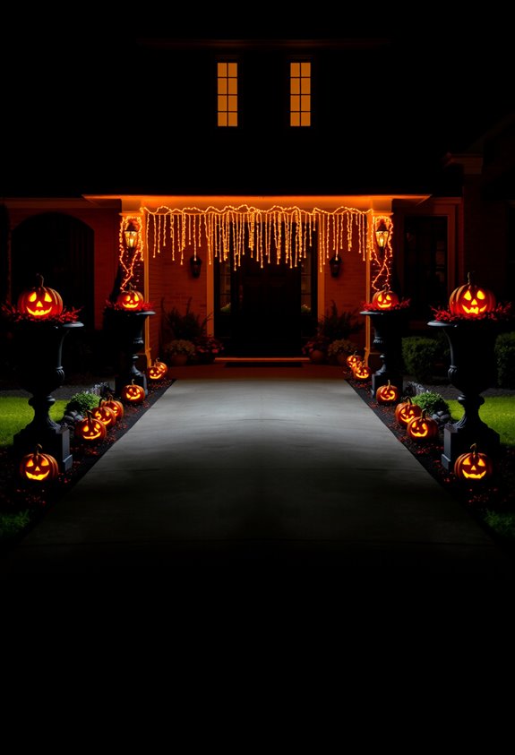 symmetrical layered driveway halloween display