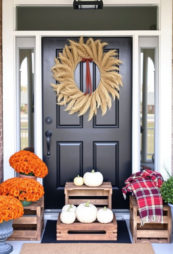 textured wreaths layered porch decor