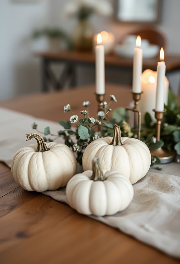 three tasteful pumpkins neutral accents