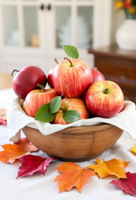 thrifted faux apples centerpiece