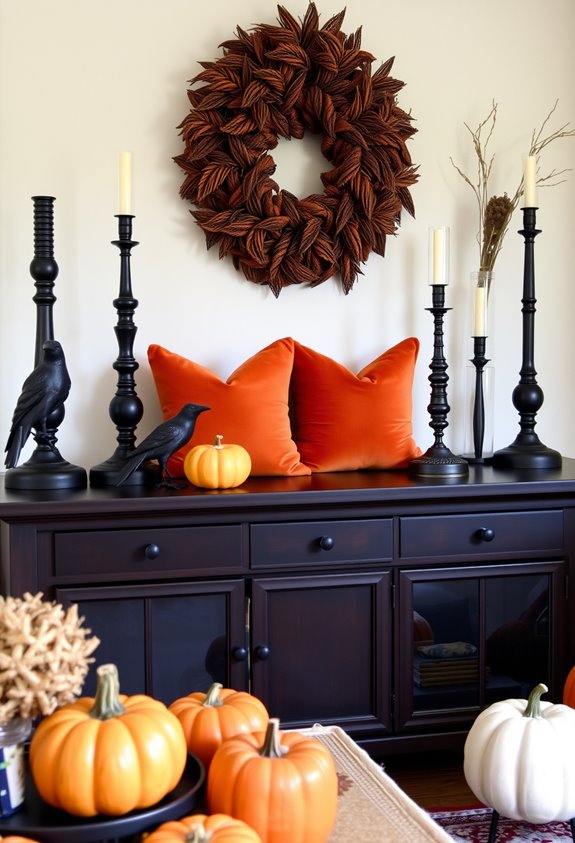 timeless orange and black halloween decor