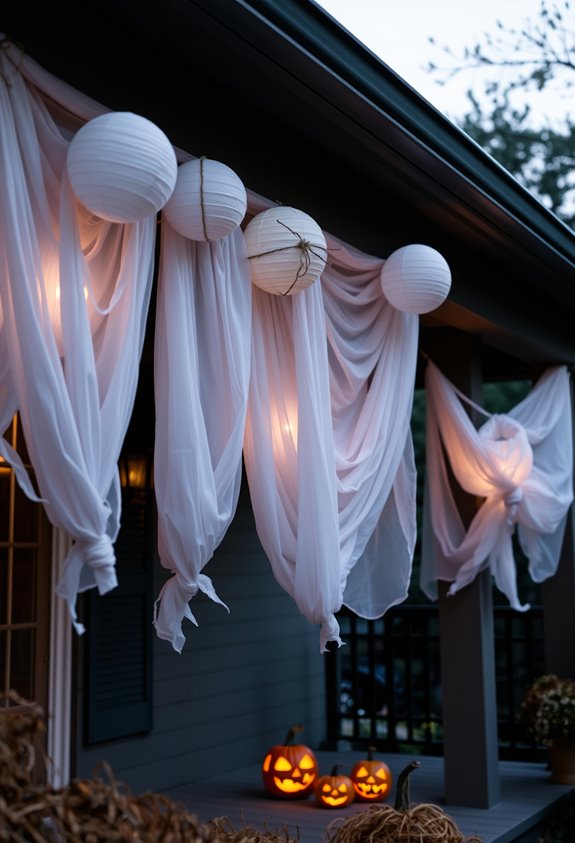 transform sheets into hanging ghosts