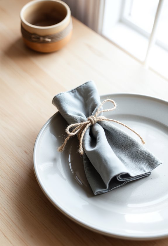 twine tied napkins with sprigs