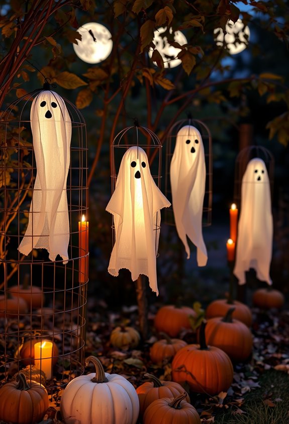upside down tomato cage ghosts