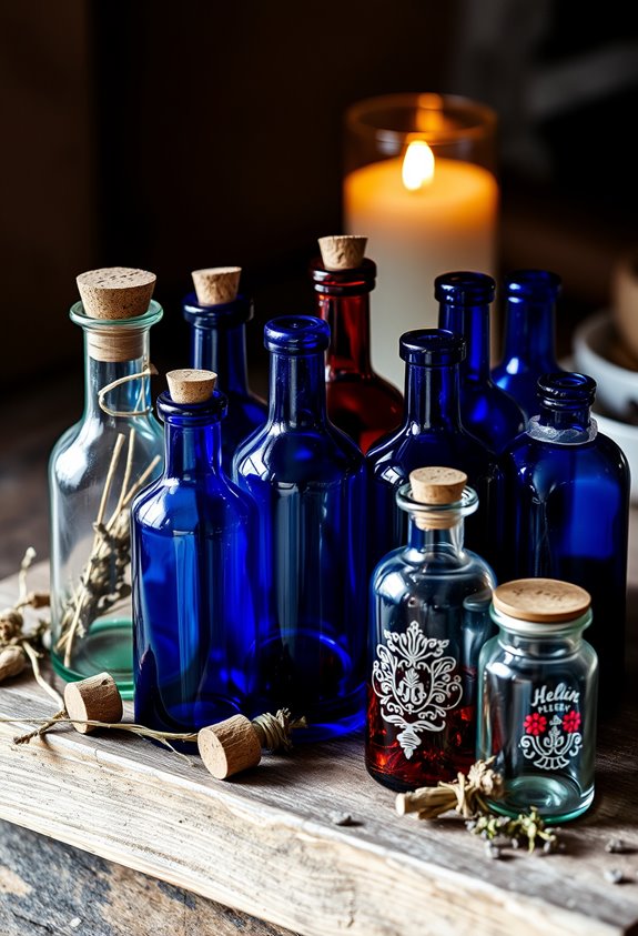 varied dark glass bottle silhouettes