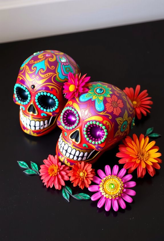 vibrant decorative sugar skulls