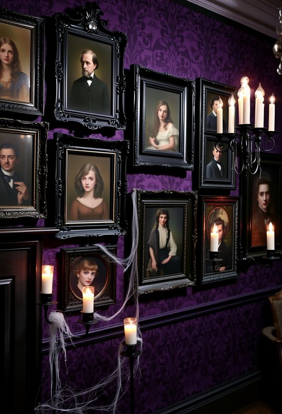 victorian portraits damask candelabra