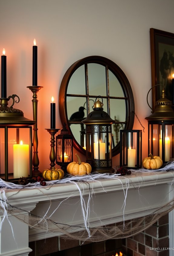 vintage mantel with candles