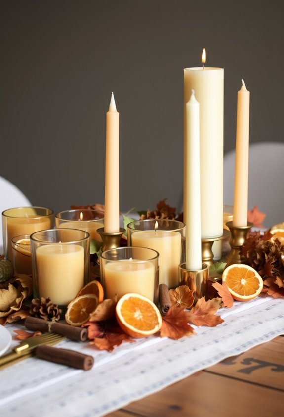 warm fragrant autumn candle decor