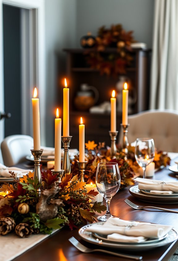 warm intimate candlelit thanksgiving table