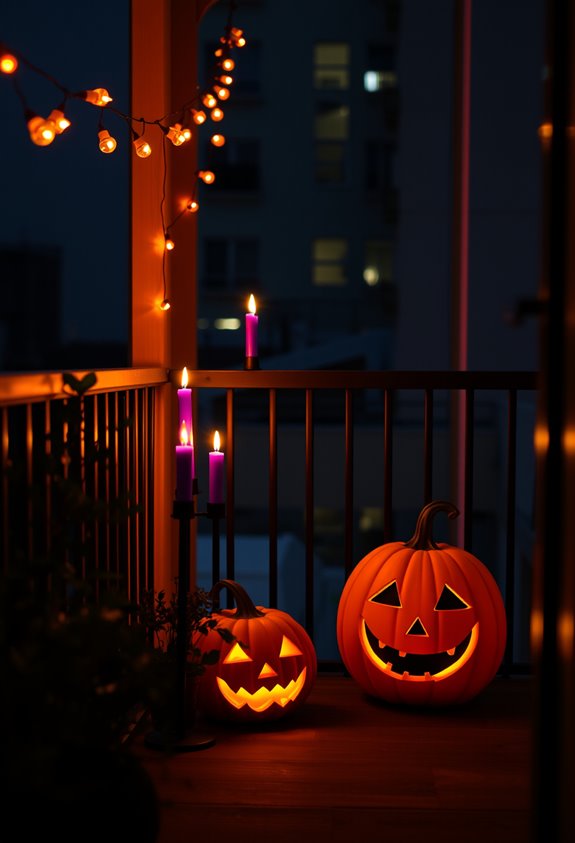 warm layered balcony lighting