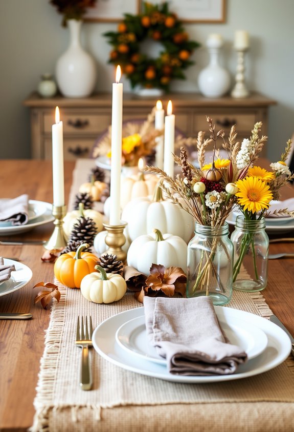 warm layered budgeted thanksgiving tablescape