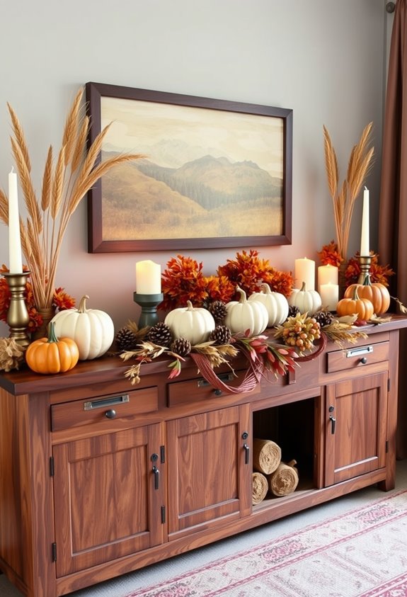 warm rustic layered thanksgiving decor