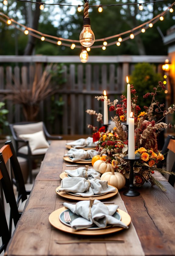 warm rustic outdoor thanksgiving table