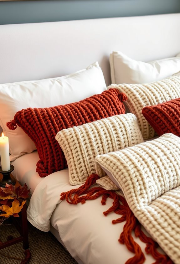 warm textured fall pillows
