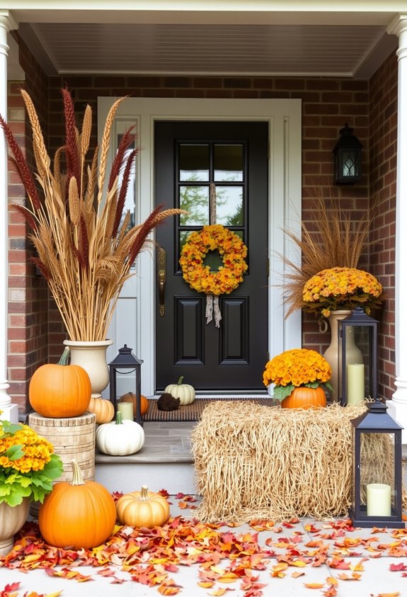 warm welcoming harvest doorway decor