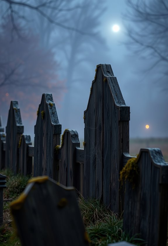 weathered pallet wood cemetery fence