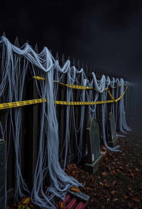 webbed taped graveyard dressed fence