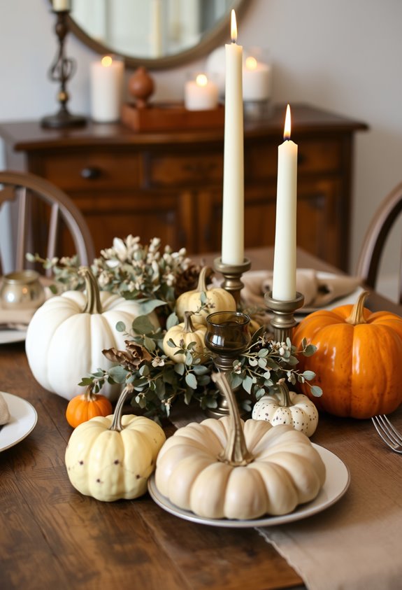white pumpkin floral centerpiece