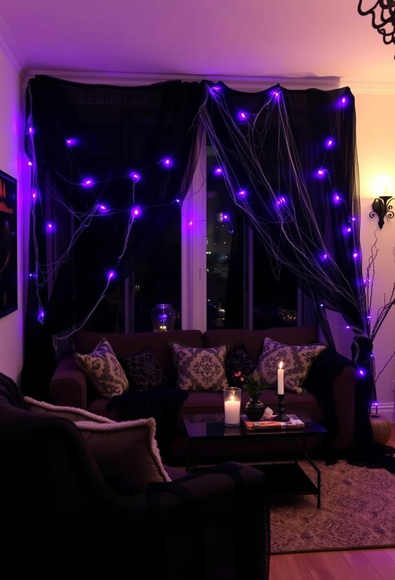 wispy layered haunted house decor