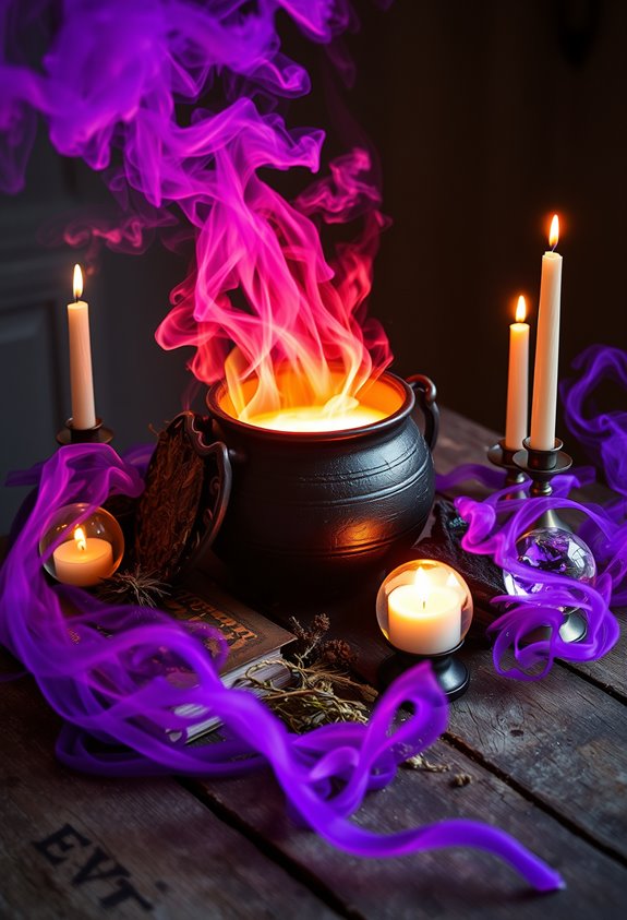 witch brewing scene with props