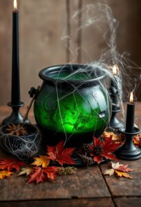 witchy halloween cauldron decor