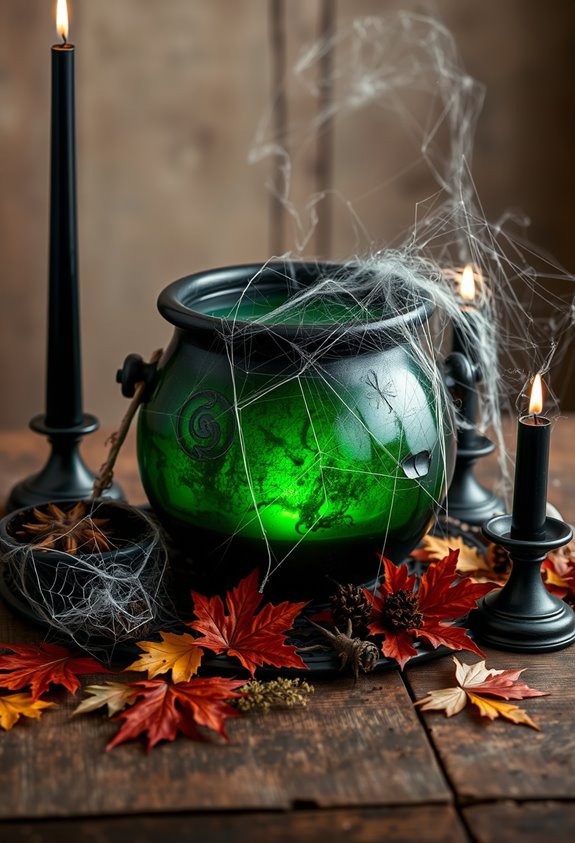 witchy halloween cauldron decor